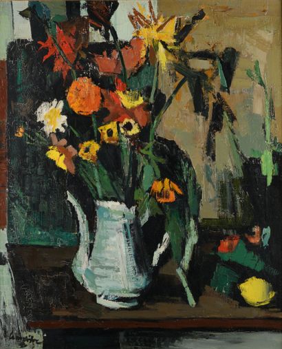 null André LEMAITRE "Flowers 62" HST, SBG, 73x60cm