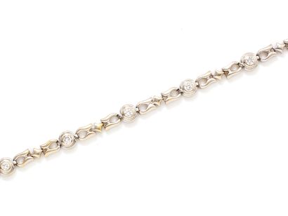 Articulated bracelet in rhodium-plated gold...