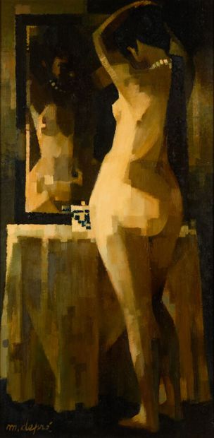 null M.DEPRE "Nude with mirror" HST, SBG, 101x50cm