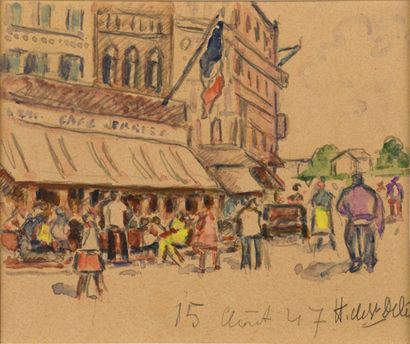 null Henri DE SAINT DELIS "The 15th of August" watercolor, dated 15 August 47, SBD,...