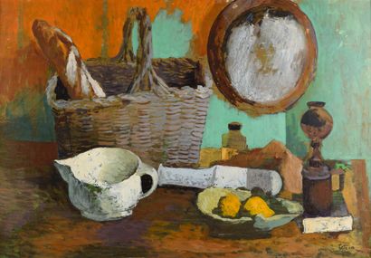 null TEJERO "Still life with a bread stick and lemons" HSP, SBD, 64x92cm