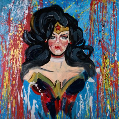 null BABOU (1979) "Super Lady" acrylic on canvas, titled "Super Lady", signed and...