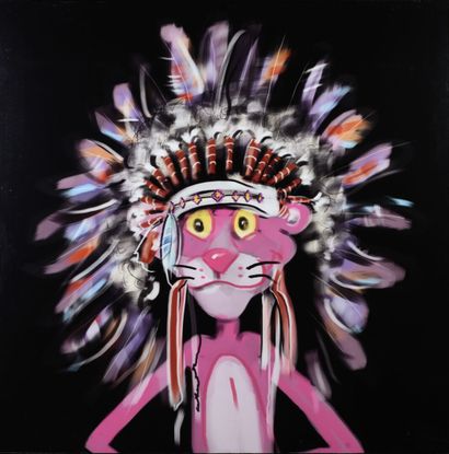 null BABOU (1979) "Pink Chamann" Print on dibond titled "Pink Chamann" signed dated...