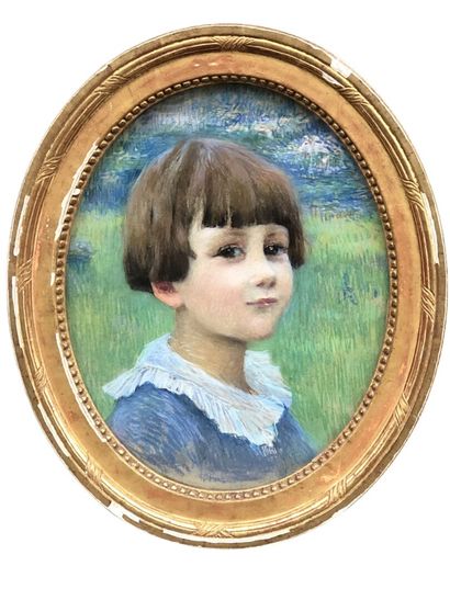 null École impressionniste "Portrait d'enfant" pastel, début 20è siècle, 40,5 x 33...