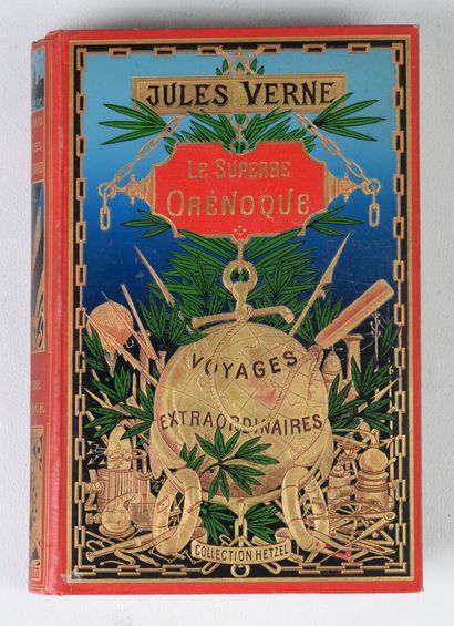 null HETZEL Jules Verne, gilt cardboard spine with lighthouse Extraordinary Journeys,...
