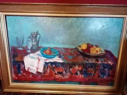 null CAILLARD "Still life with fruit basket" HSP, SBD, 65.5x100cm