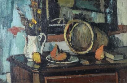 null André LEMAITRE "Still life" Dated on back 1962-1965, HST, SBG, 59x92cm