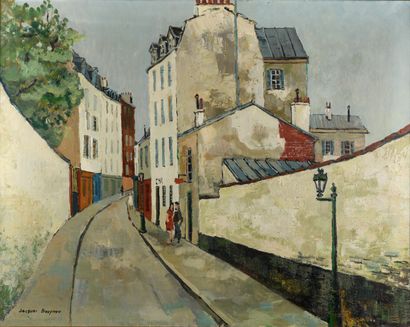 null Jacques BOUYSSOU 1926-1997 "Montmartre" HST, SBG, titrée et datée 1966 au dos,...