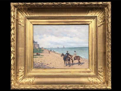 null Paul LE MORE (1863-1914) "Promenade en bord de mer" HSP, SBG, 21x26.5cm