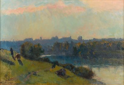 null Albert LEBOURG 1849-1928 " The banks of the Ain in Neuville, autumn effect "...