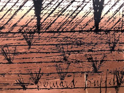 null Bernard BUFFET ( 1928 / 1999 ) "Paysage provençal" Copper plate engraved with...