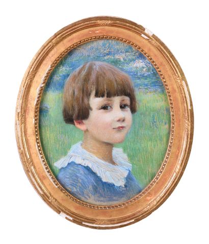 null École impressionniste "Portrait d'enfant" pastel, début 20è siècle, 40,5 x 33...