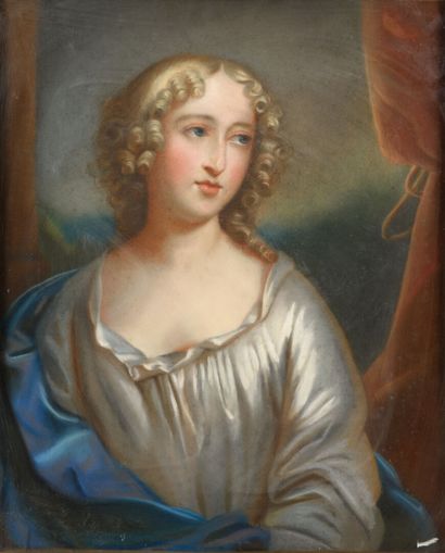 null Ecole Française XIXème "Portrait de Jeune Femme" Pastel, 60x74cm
