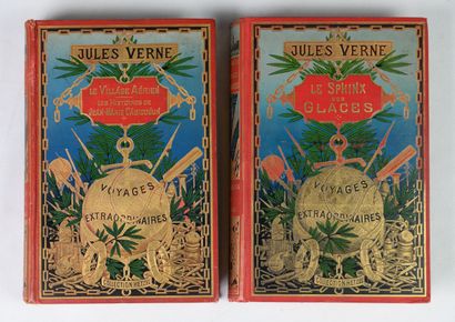 null HETZEL Jules Verne, Cartonnage doré dos au phare Voyages Extraordinaires, Collection...