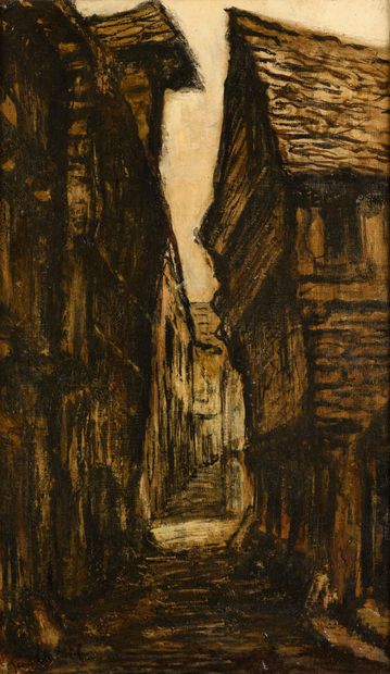 null Jean-Charles CONTEL "Old houses in Lisieux" HST, SBG, dated 1910, 55x33cm