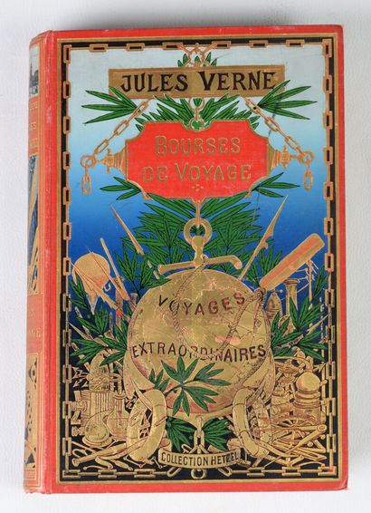 null HETZEL Jules Verne, Cartonnage doré dos au phare Voyages Extraordinaires, Collection...