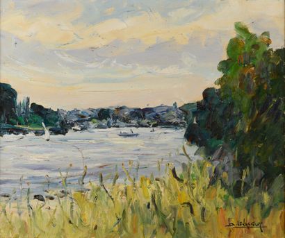 null J.LEVASSEUR " The Seine towards Duclair" HST, SBG, 46x55cm