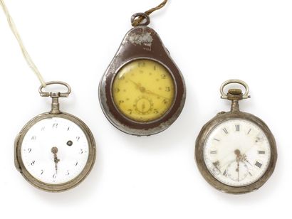 null Lot in silver 800 thousandth, and metal, consisting of 3 pocket watches and...