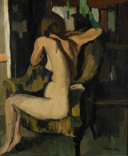 null André LEMAITRE "Nude 1969" HST, SBD, 65.5x54cm