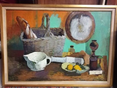 null TEJERO "Nature morte à la baguette de pain et aux citrons" HSP, SBD, 64x92c...