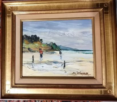 null J.LEVASSEUR "Beach in Honfleur" HST, SBD, 22x27cm