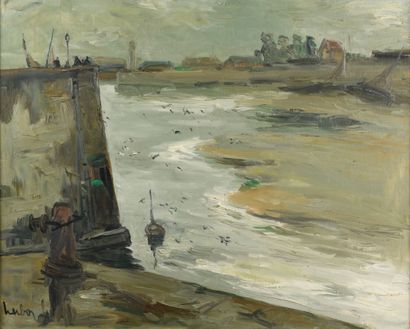null Fernand HERBO (1905-1995) "Entrance to the port of Honfleur" HST, SBG, 81x6...