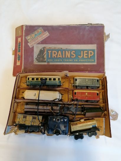 null JEP set with locomotives and wagons, cars (without guarantee of functioning...