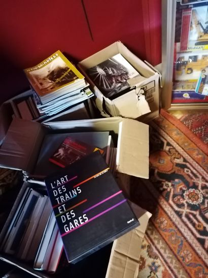 null Set of books and magazines on trains in 8 boxes: Loco Revue, HO Walthers, Great...