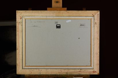 null DE VOS "L'Ile de Chausey" acrylique sur carton, SBD, 38x52.5cm