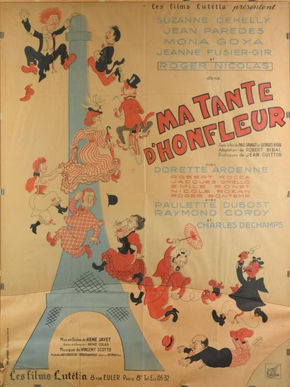 null Grande affiche "Ma tante d'Honfleur" de Hubouy, édition Amical, 162x120cm, Bon...