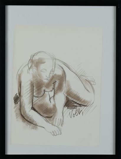 null VOLTI 1915-1989 "Nude" charcoal, SBD, 31x23cm