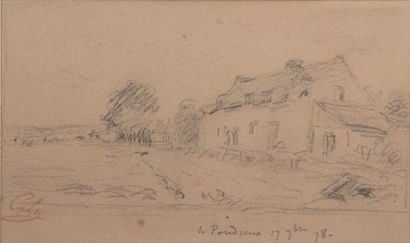 null Adolphe-Félix CALS (1810-1880) "Honfleur, Le Poudreux" Crayon, 9 x 14,5 cm (à...