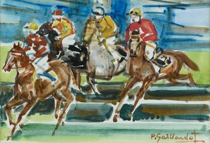 null GAILLARDOT 1910-2002 Suite of two obstacle courses, watercolors, SBD, 21X28.5cm...