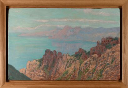 null 
Jean Francis AUBURTIN 1866-1930 "Gulf of Porto, Corsica, Calanques de Piana"...