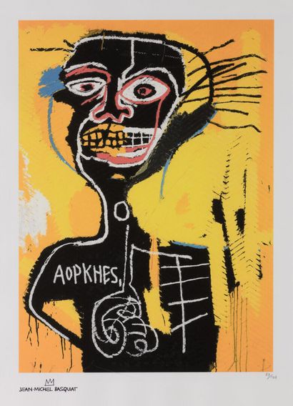 null Jean Michel BASQUIAT "AOPKHES" Color print, ex.63/100, artist's stamp, 49x6...