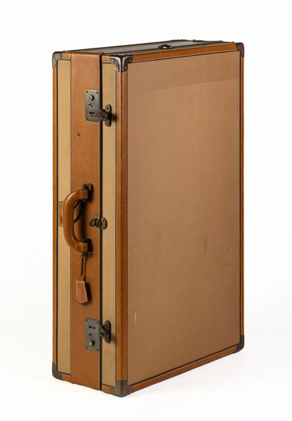 LANCEL: Canvas suitcase with natural leather...