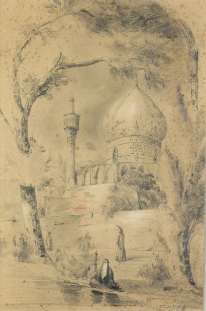 null LOHIN DE LAVAL "Medressé de Shah Sultan Hoeim à Ispahan" dessin, SBD, et légendé...