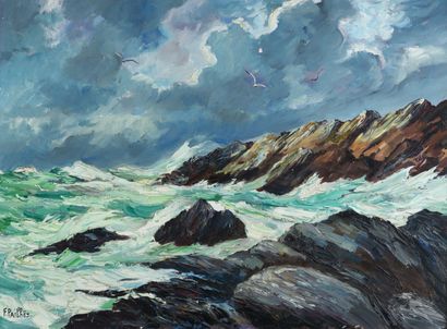 null Fred PAILHES 1902-1991 "Storm at sea" HSP, SBG, 50.5x68cm