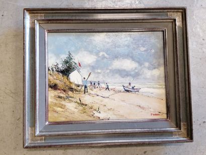 null J.P.DUBORD "Departure for fishing 1986" HST, SBD, 25.5x33.5cm titled on bac...