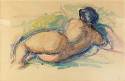 null Jean DRIES 1905-1973 "Nude" watercolor, SBD, dated 1941, 57x37cm (2 small holes...