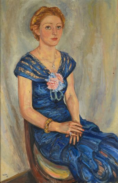 null KOLLER "Portrait of a woman" HST, SBG, 92x60cm, dated 39 (two small holes)