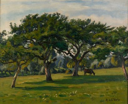 null René DE SAINT DELIS 1876-1919 "Norman Landscape" HST, SBD, titled on back, ...