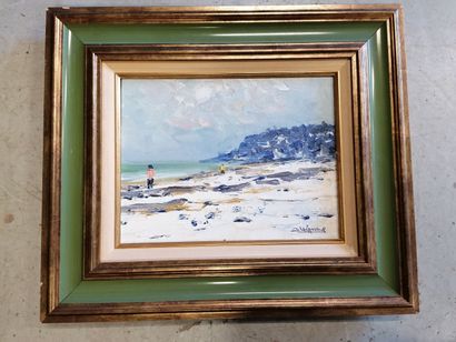 null LEVASSEUR "Le Havre, the snowy beach" HST, SBD, titled on back, 26x34cm