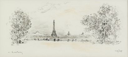 null André HAMBOURG 1909-1999 "View of the Eiffel Tower" Lithograph 103/125, SBG,...