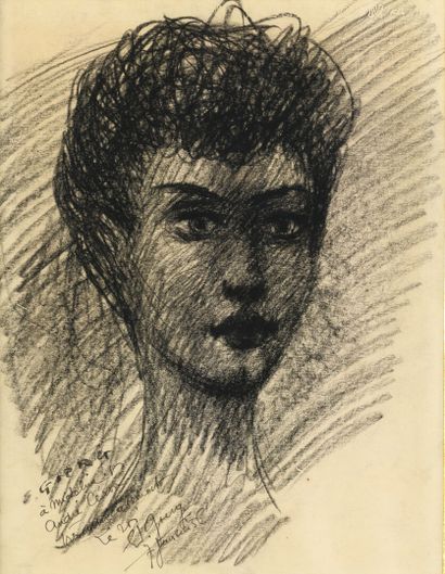 null Edouard GOERG "Portrait de jeune femme" pastel, SBG, avec envoi daté 1936,