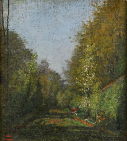 null Alexandre DUBOURG "The garden" HST, signed with the stamp of the workshop sale...