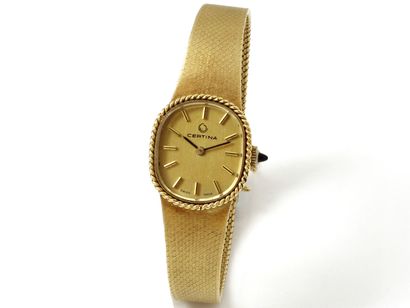 null CERTINA

Ladies' wristwatch in gold 750 thousandths, golden dial with applied...