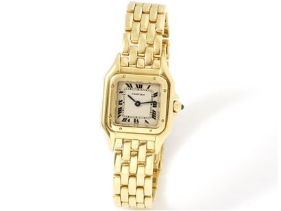 null CARTIER ''PANTHERE''

Bracelet watch of lady in gold 750 thousandths, dial ivory...