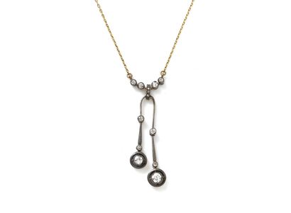 null Necklace neglected in gold 585 and silver 800 thousandths, centered of a delicate...