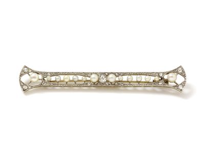 null Beautiful gold and platinum barrette brooch 850 thousandths openwork centered...